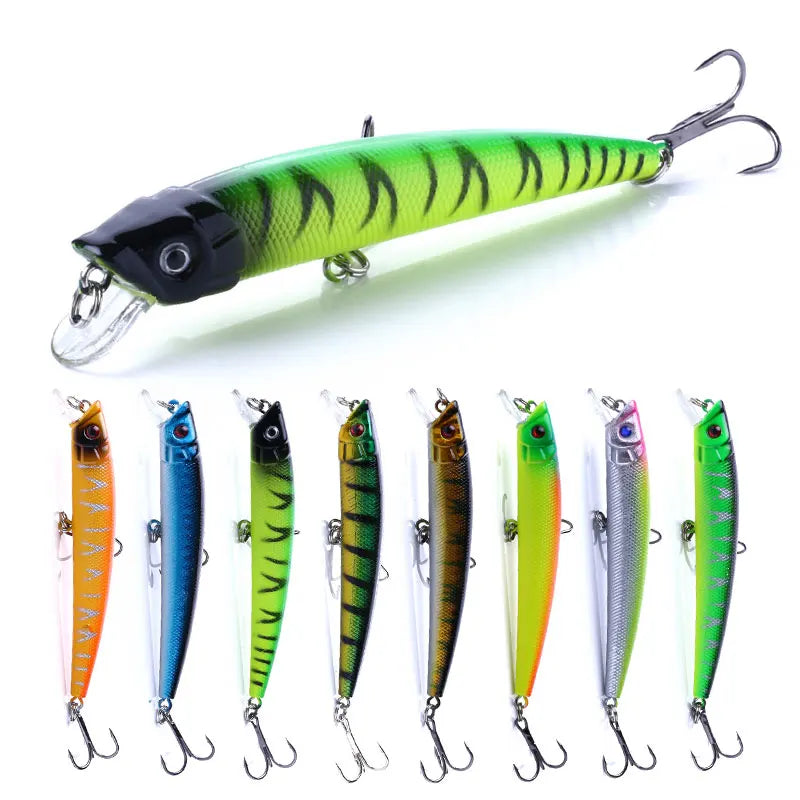 Hengjia Slender Body Minnow Lure Fishing Short Tongue Lifelike Shape Minnow Bait for Bass Pike Fishing