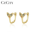 CZCITY Hot Sale Zircon New High Quality Charm Simple Hoop Trending Woman Ear Ring Fashion Gold Earrings