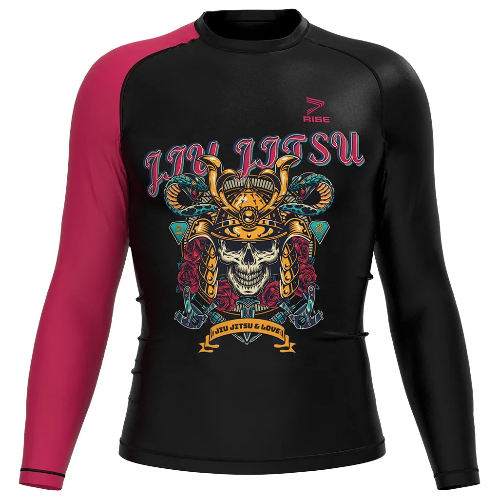 Pro Men's Jiu Jitsu Rashguard Flatlock Stitched Quick Dry 4-Way Stretch Compression Long Sleeve for Wrestling