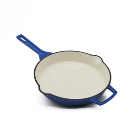 Factory New Modern Design 26cm Blue Enamel Cast Iron Eco-Friendly Oven Safe Frying Pan Commercial Restaurant Use Big Skillet