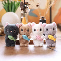 Cute Cat Fish Plush Pendant Doll Keychain Cartoon Soft Fluffy Kitten Short Plush & PP Cotton Bag Charm Accessories