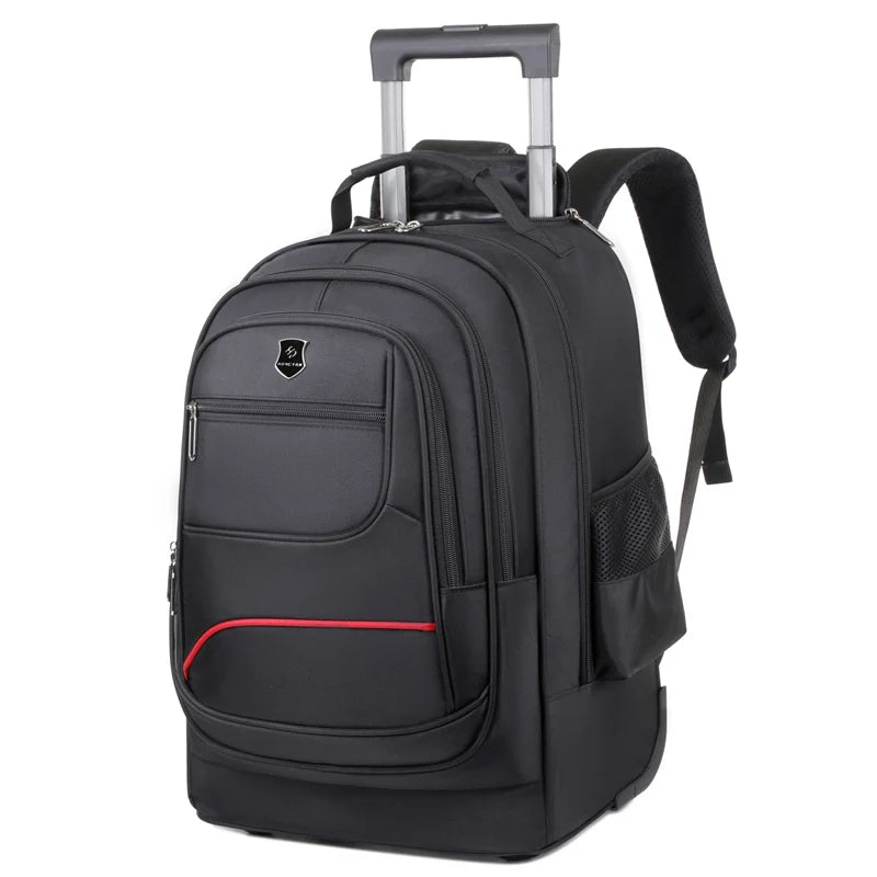 Low MOQ Eminent Black 18 Inch Trolley Backpack Hand Trolley Luggage Wheeled Nylon Waterproof Backpack