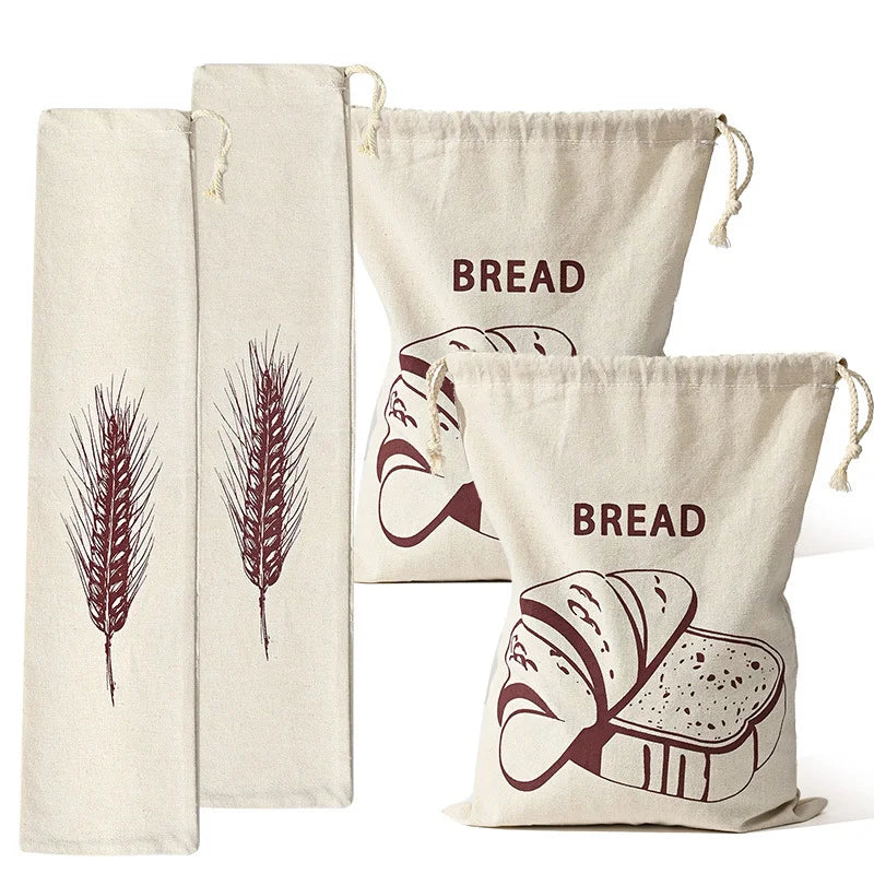 Custom Logo & Size Eco Friendly Food Storage Pouches Drawstring Organic Cotton Muslin Bread Bags