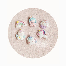 Colorful Unicorn Resin Flat Back Figurines Rainbow Charms Fit Children Hair Pin Cell Phone Case Embellishments
