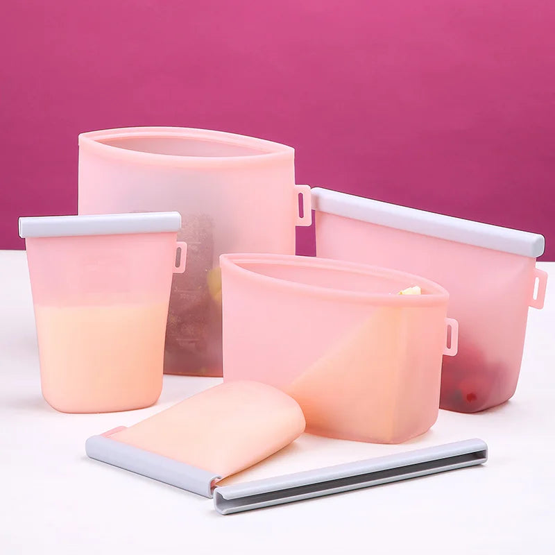 Wholesale Food Grade 100% Storage Bags Set Reusable Silicone Food Bag for Packing Food