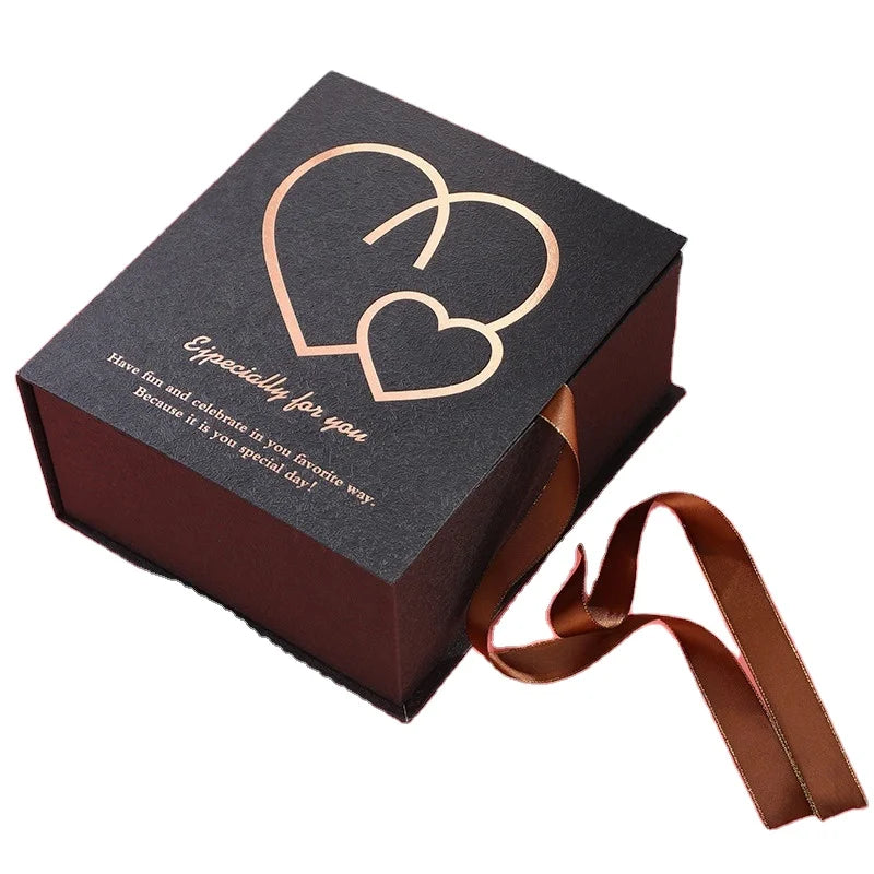 Custom Book-Shaped Magnetic Gift Box Foldable Ribbon Printed Embossing Matt Glossy Lamination UV Coating-for Corporate Logos