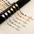Religious Stainless Steel Rosary Necklace Virgin Mary Catholic Cross Pendant Prayer Beads Chain Guadalupe Jewelry