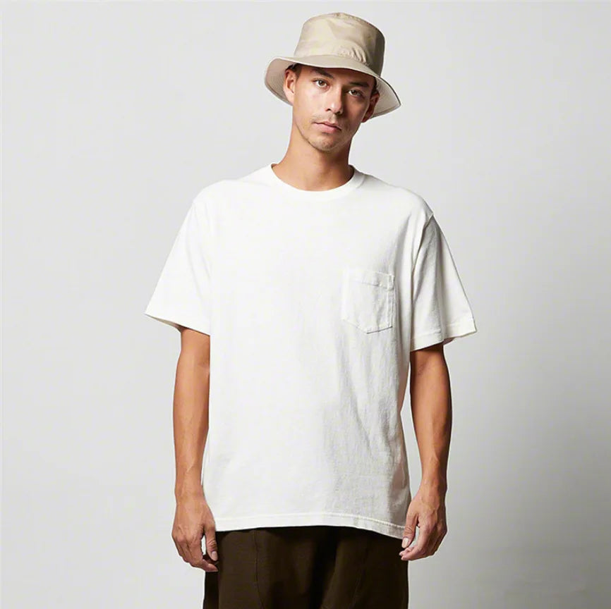 Custom Drop Shoulder Men's 100% Cotton Knitted Blank Short Sleeve Solid White T-shirts with Front Pocket Breathable & Quick Dry
