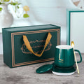 Hot Selling Temperature Control 55 Degrees Smart Heated Ceramic Coffee Cup Mug Electric Charging Cup Warmer with Spoon