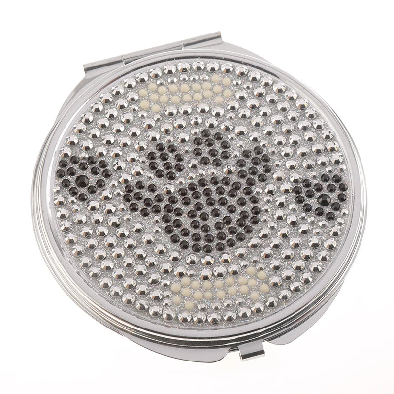 Hand Travel Pocket Beauty Mirrors Purse Folding Makeup 2x Magnifying Pocket Mirror With crystal  dog paw pattern