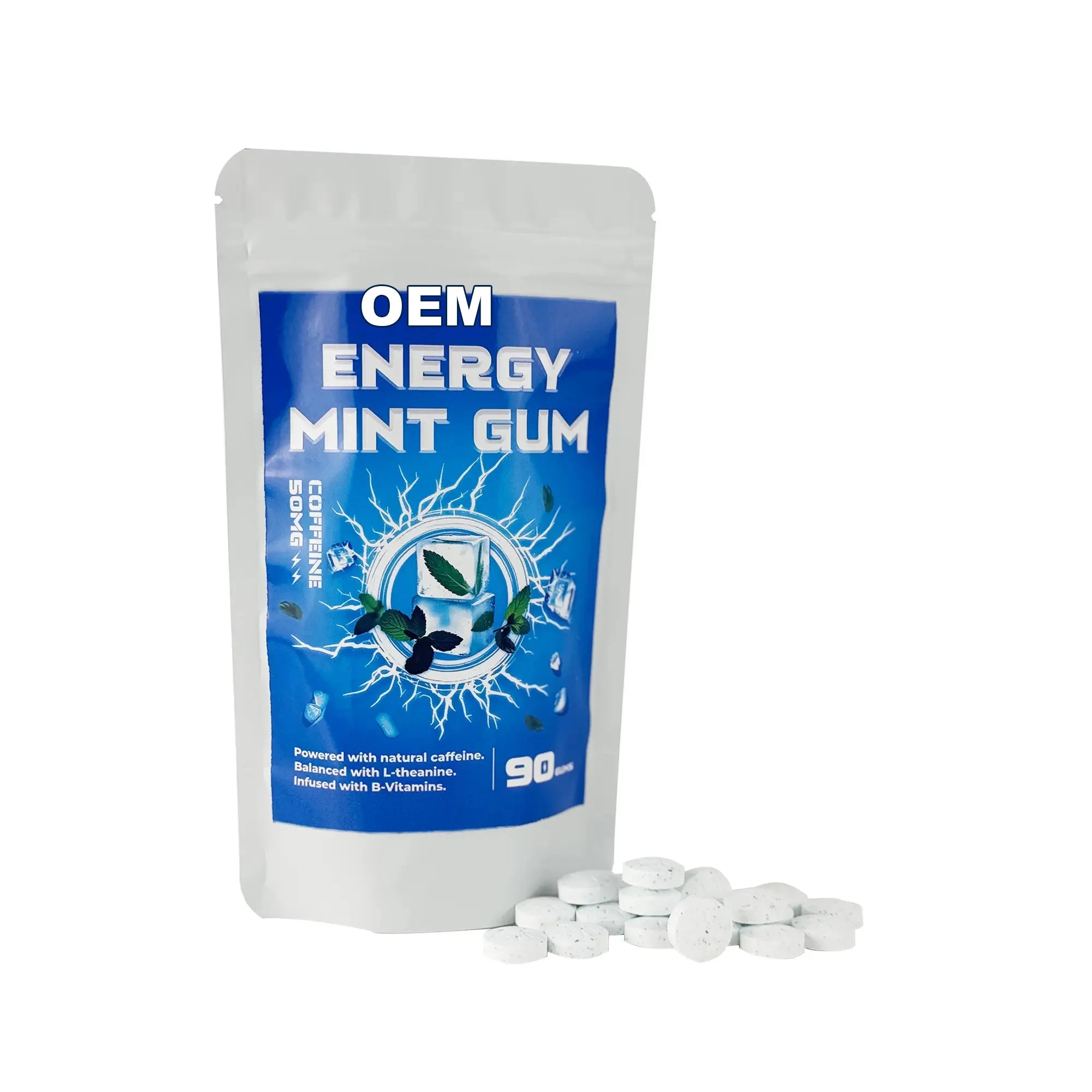 Customized Energy Mint Gummy Gum Candy with Vitamin B12 for Brain Nootropic Supplement Adult Use Improve Immune System