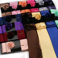 Fashion Silk Tie and Handkerchief Black Suit Red Tie Set for Men 3pcs Polyester Solid Necktie Men's Tie Set for Wedding