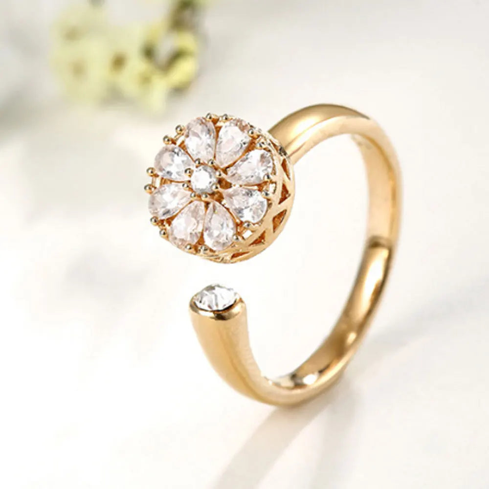 Alloy Adjustable Ring 18k Gold Plated Jewelry Women