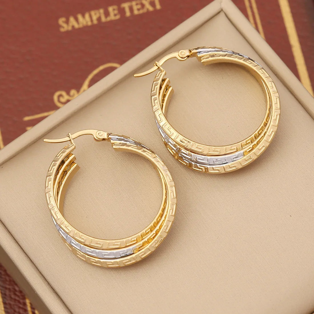 Fashion Large Circular Geometric Huggies Earing Jewelry Stainless Steel Layers Circular Match Colors Hoop Earrings