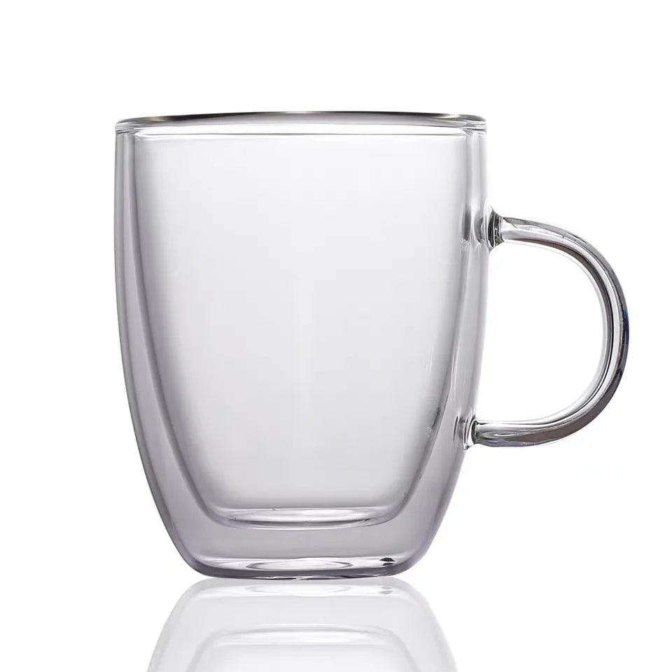 Glass Tea Cup Double Wall Heat Resistant High Borosilicate Glass Coffee Mug
