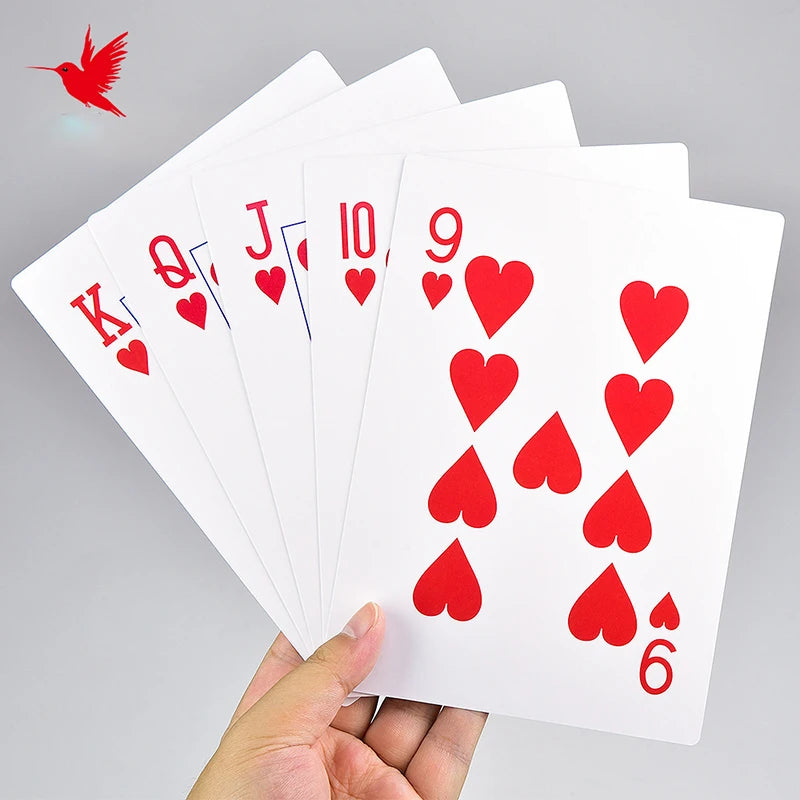 High Quality Custom Poker Playing Cards Large Size 180mm*130mm*25mm Embroidered Logo Gold Foil and Art Paper Material