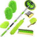 Car Wash Brushes Tools Detailing Cleaning Kit Products Wash Kit Wheel Brush Car Wash Mop Window Cleaner Equipment Full Set Green