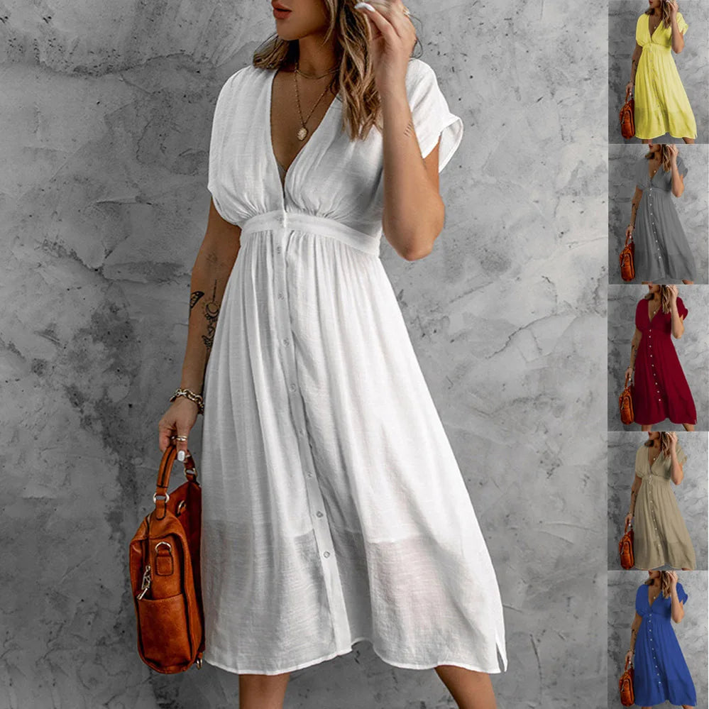 Solid Color Summer Plus Size Dress for Women 2022 New Arrivals Double Layered Dress