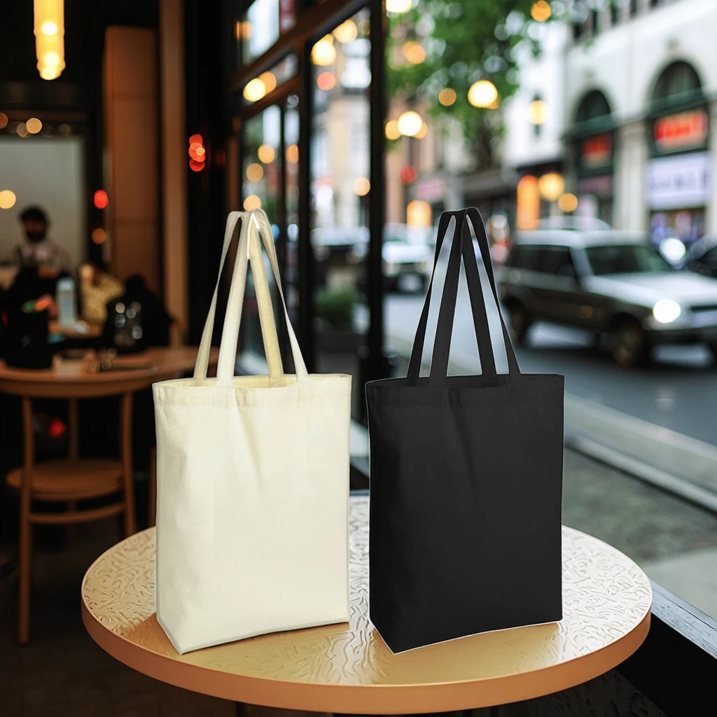 Reusable Shopping Bag with logo Reinforced Handle Grocery Shopping Bags Large Capacity Customize Canvas Cotton Tote Gift Bag
