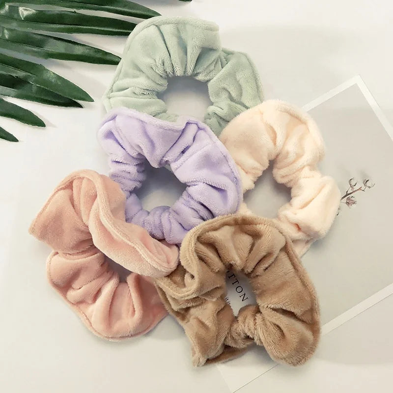 Daily Beauty Girl Hair Accessories Solid Colors Ponytail Terry Towel Scrunchies for Women