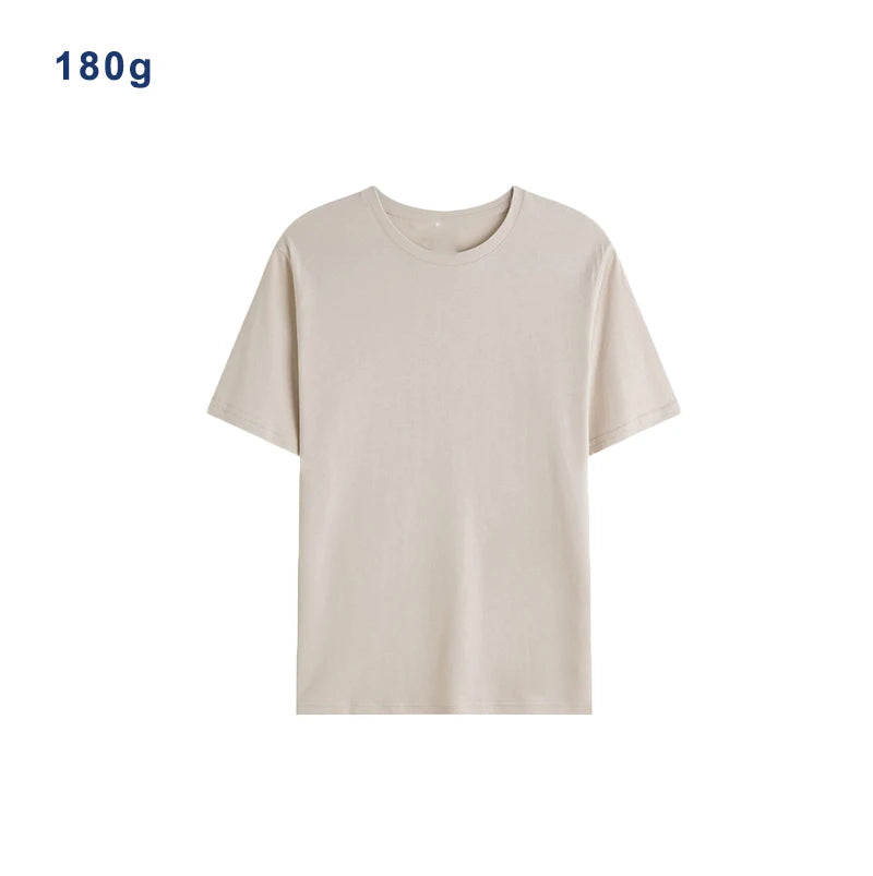 180 g 2025 100% Cotton T-Shirts  Fit Neck Short Sleeve Digital Print Solid Pattern O-Neck Collar