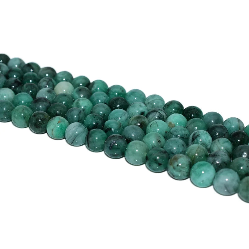 Wholesale Natural Emerald Loose Gemstone Beads 8/10mm Round Shape for DIY Jewelry Making Stone Beads