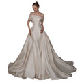 AL1422 2025 Satin Mermaid Wedding Dress Elegant White One Shoulder Bridal Gown with Long Tail and Crystal Decoration
