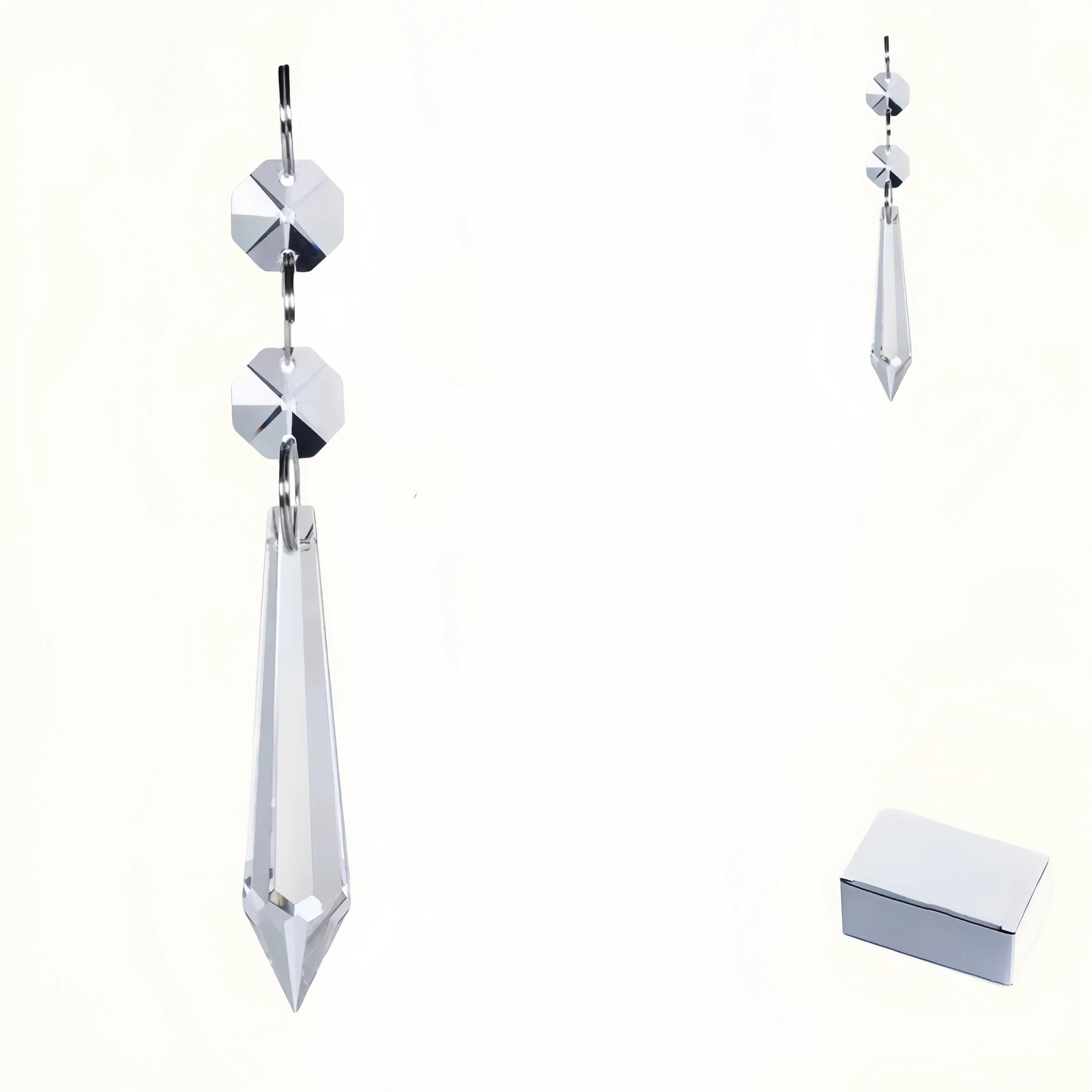 Manufacturer Custom Wholesale Children's 38mm Transparent Crystal Princess Cut Drip Bead Prism Pendant Glass Hanging Icicles