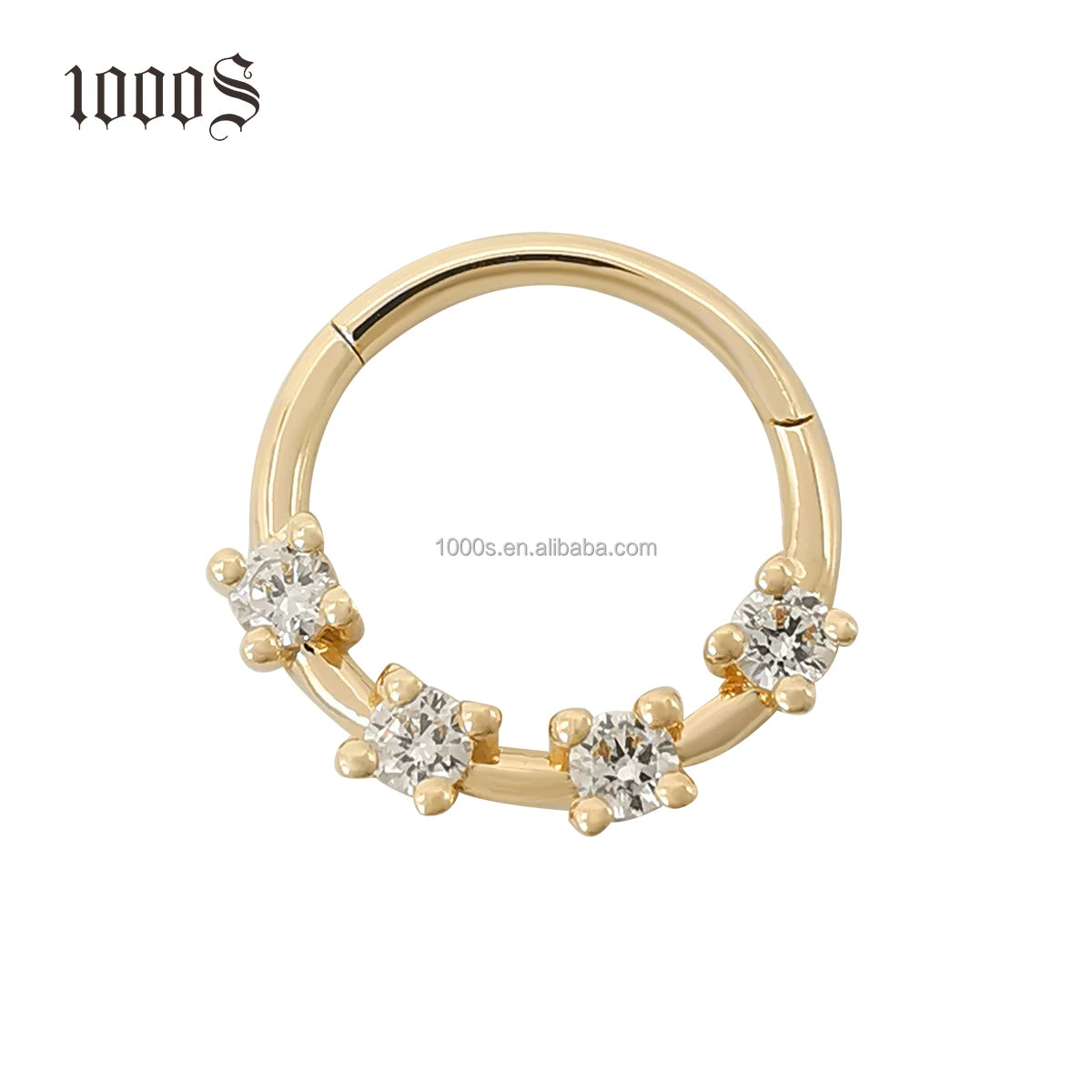 14K Trendy Zircon Yellow Gold Piercing Jewelry Nose Ring Body Jewelry Gold Stylish Design Customized for Women