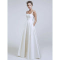Spaghetti Straps Simple Satin Prom Dress A-Line Open Back Modern Bridal Gown Evening Dresses