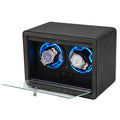 Better Wholesale Luxury Premium PU Leather Automatic Watch Winder Box 2 Slots Multi-Function Safe Storage Watch Cases Dark Blue