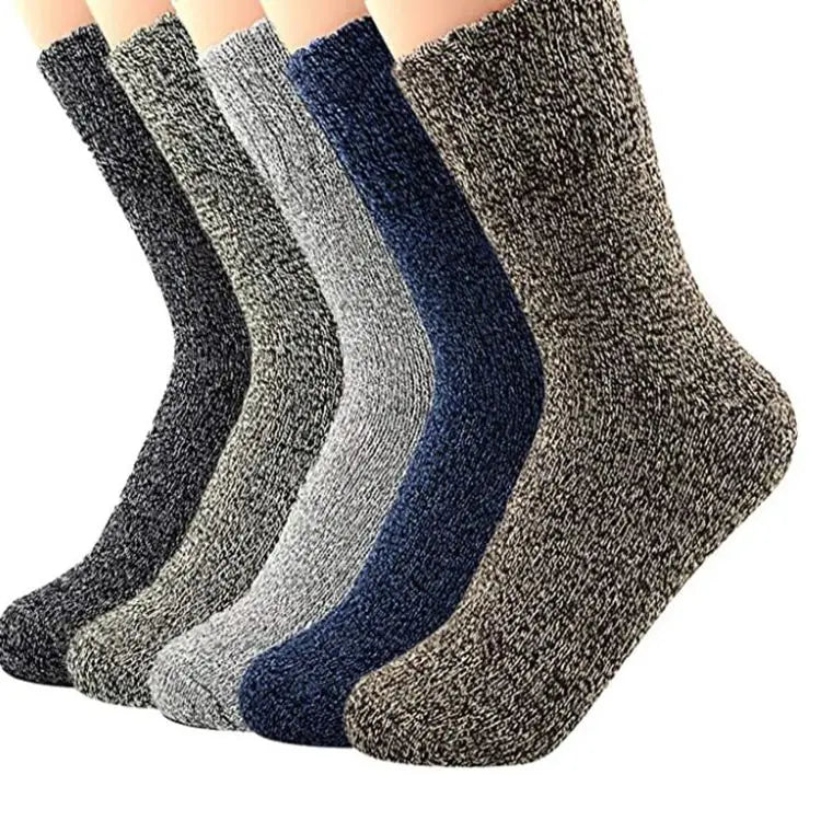 Customize Plain Color Thick Warm Crew Winter Wool Blend Hot Sale Retro Heat Thermal Socks for Hiking Travel