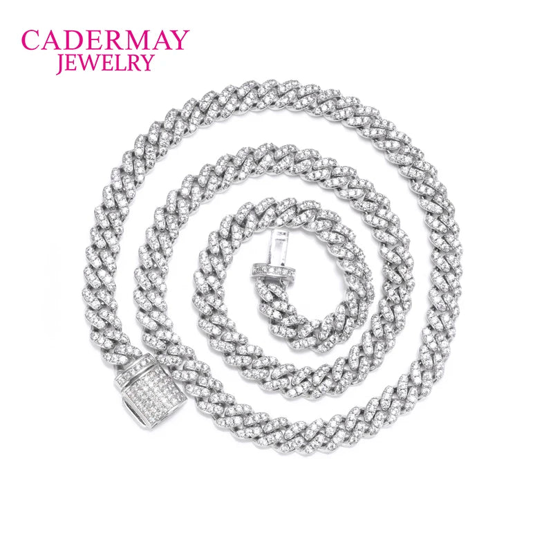 D VVS 6MM Moissanite S925 White and Yellow Gold Plate Hiphop Cuban Chain Necklace Iced Out Cuban Link Chain Men and Women  Gifts