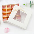 Bronzing Square Chocolate Gift Box 520 with Transparent Window and Bow Food Packaging Wholesale Direct Supply