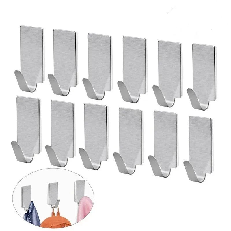 Waterproof Self-Adhesive Stainless Steel Towel Hooks PVC Wall Hooks Rack for Kitchen Bathroom Living Room for Jewelry Tools