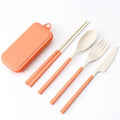 New Foldable Wheat Straw Cutlery Set Plastic Portable Cutlery Detachable Travel Utensil Set