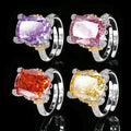 Luxury square Design Cubic Zircon square Multi-color Ring Retro Women's Wedding Ring