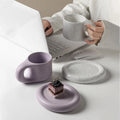 Factory Direct Sale Nordic Ins Style Fat Handle Mug Cute Coffee Cup Set Office Ceramic Mug with Plate