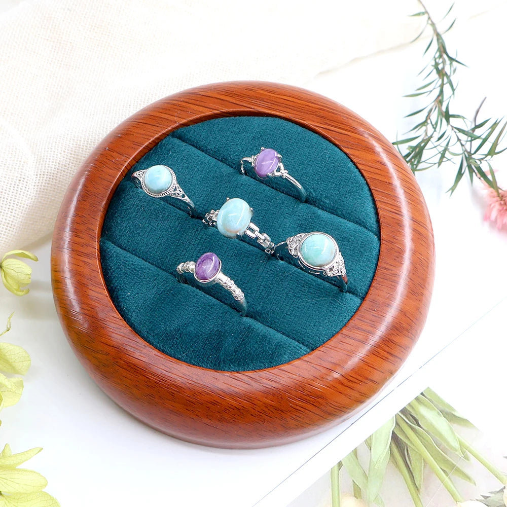 Natural Stone Ring with Multi Gemstones Adjustable Crystal Charoite Larimar Rings for Women Men Gift Bague Femme Anneaux Anillo