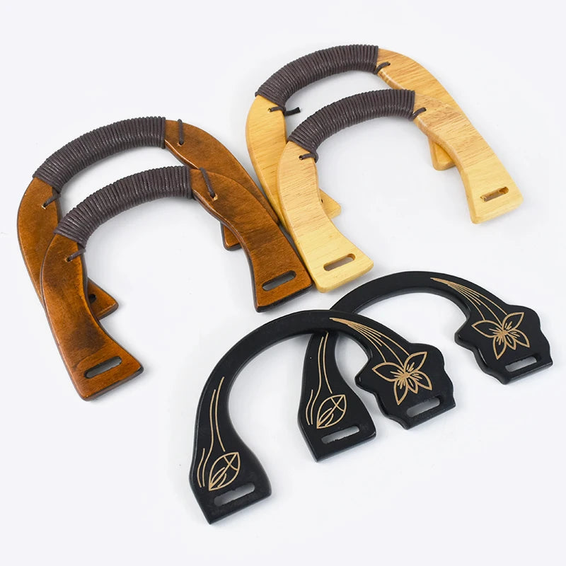 Meetee BS357 Vintage Hand Rope U Shape Solid Wood Handle Diy Sewing Accessories Bag Wallet Frame