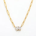 JOOLIM Ready to Ship High End Stainless Steel Paper Pin Triangle Rectangle Zirconia Pendant Necklace 18K Gold Plated Jewelry Who
