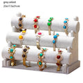 T bar 3 Tilers Velvet Linen and Pu Leather Fashion Bracelets and Necklace Holder Display Stand