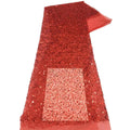 Wholesale Sequins Beaded Embroidery Lace Fabric Beautiful French Red Mesh Beaded Lace Fabric for Women