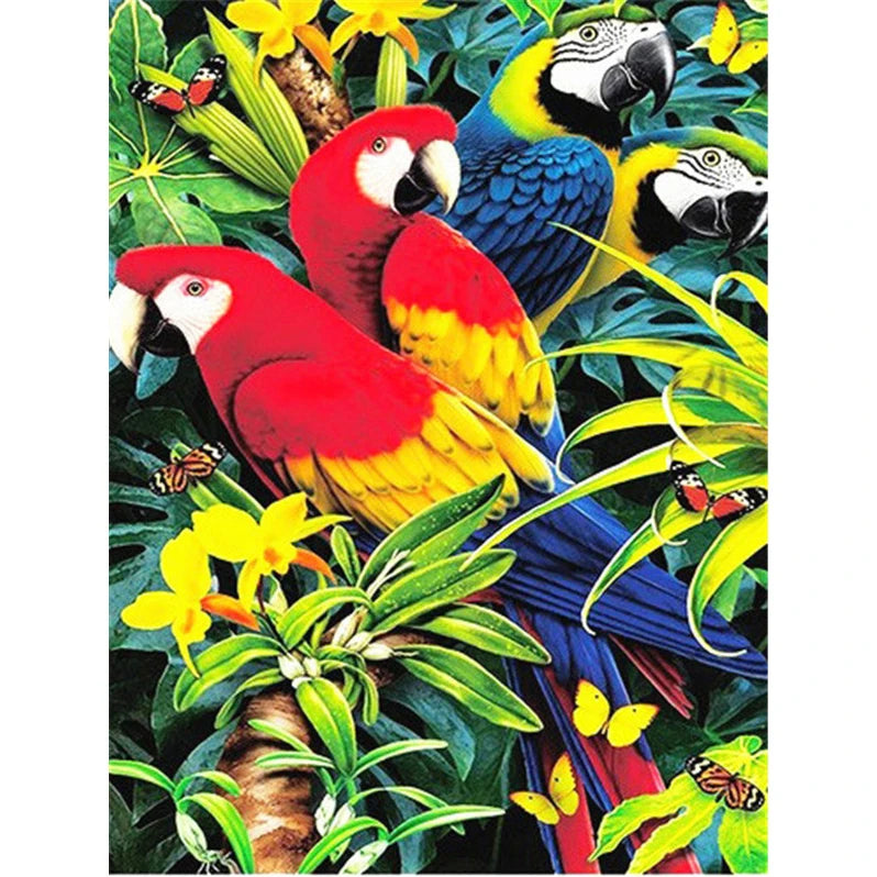 5D Full Square/Round Drill Diamond Painting Colorful Parrot Bird Wholesale DIY Diamond Embroidery Cross Stitch Kits Mosaic Gifts