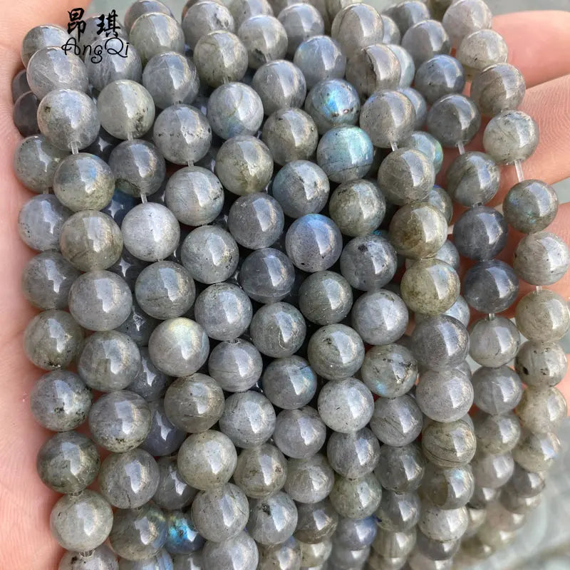Genuine Smooth Natural Grey Labradorite Beads AAA Grade Labradorite Stone Beads for Jewelry Making