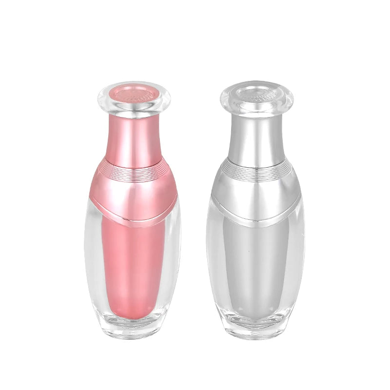 Hot Sale 50ml Double Wall Pink Silver Acrylic Cosmetic Lotion Packaging Bottle Stock Plastic Skincare Container Pump Jars
