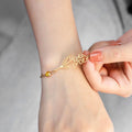 Custom Name Enamel Birth Month Floral Pendants Minimalist Gold Floral Birthday Cuff Bracelets for Women New Fashion Jewelry