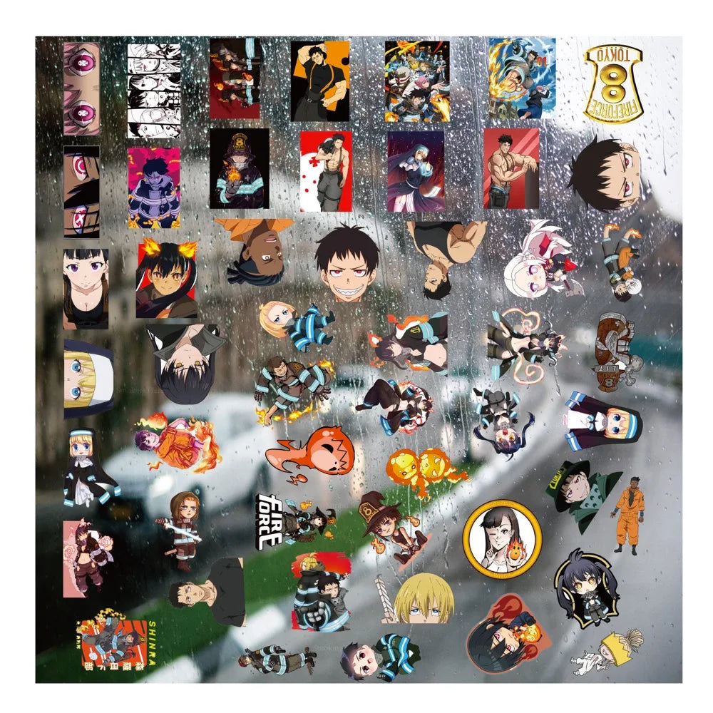 51Pcs Fire Force Anime Uv Transfer Sticker Waterproof Cartoon Stickers