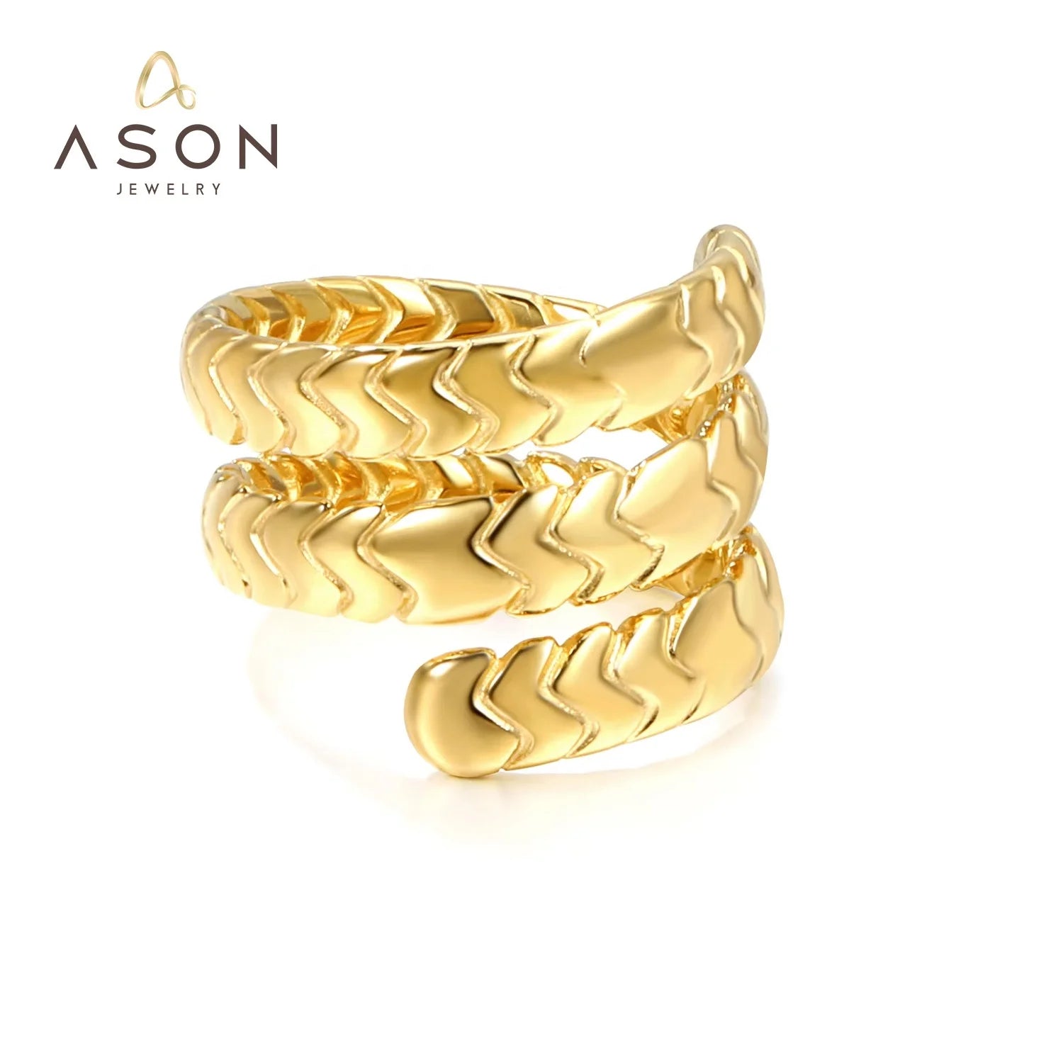 Ason Fashion Waterproof Finger Simple Wicker Wheat Ring18k Gold Plated Rings Stainless Steel Women's Rings