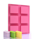 High Quality Food Grade Custom 6-hole Square Shape Silicone Soap Mold for DIY Cake Soap Candle Mold